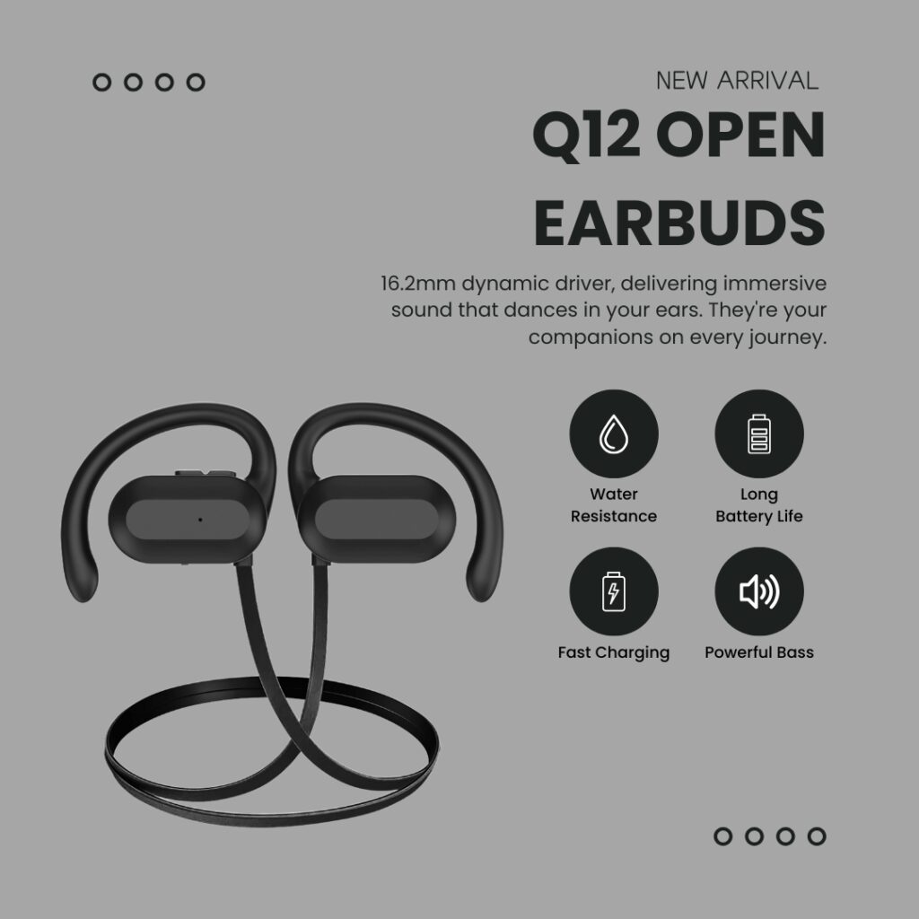 Q12 Open Ear Wireless Earbuds - Wholesale Bluetooth Earphones with Custom Logo, Certified Bluetooth Earphone Supplier for Bulk Orders